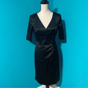 Donna Ricco New York 6 Solid Black Empire Waist V-Neck Half Sleeve Dress LBD